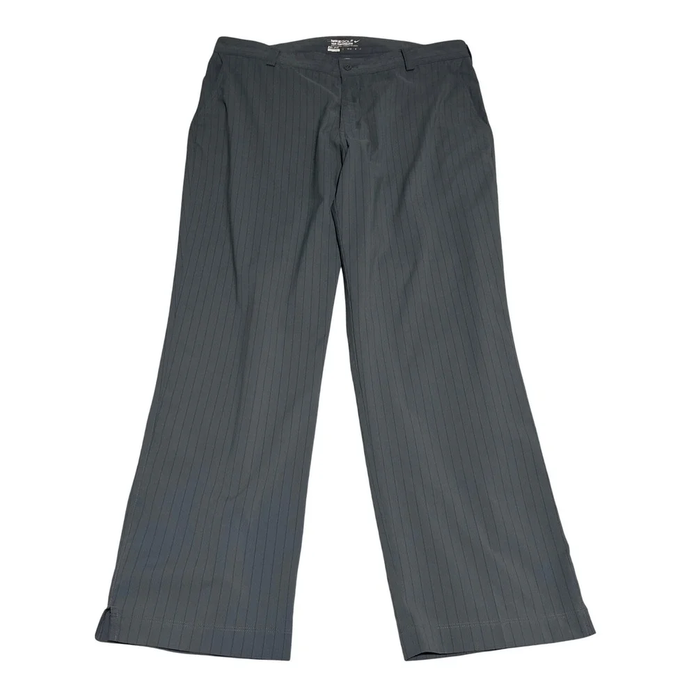 Nike Golf Pants Mens 36 30 Grey Pinstripe Dri-FIT Tour Performance Trousers
